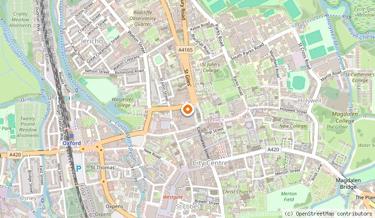 Map showing the location of The Randolph Hotel Oxford, a Graduate by Hilton in Oxford