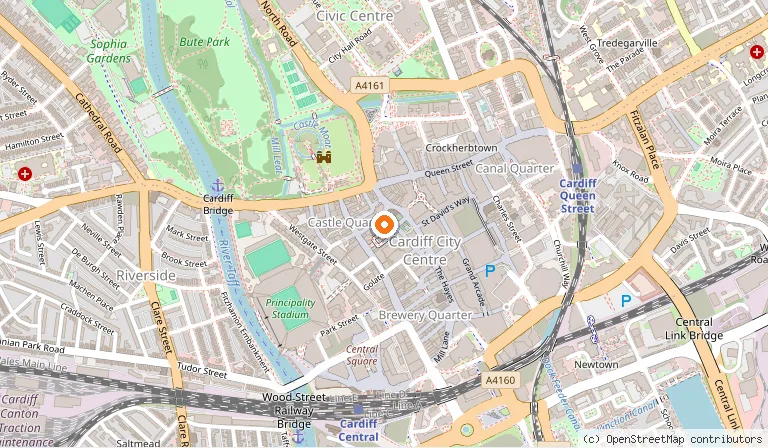 Map showing the location of The Real Italian Pizza Co in Cardiff