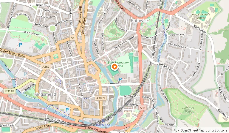 Map showing the location of The Recreation Ground in Bath