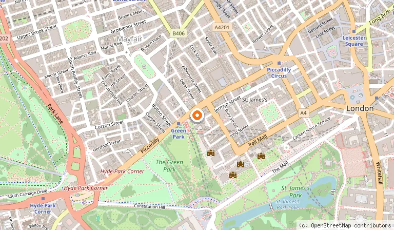 Map showing the location of The Ritz London in London