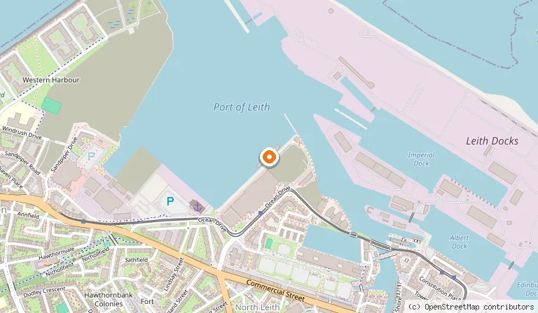 Map showing the location of The Royal Yacht Britannia in Edinburgh