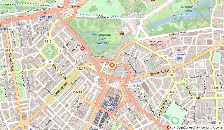 Map showing the location of The Rubens at the Palace in London