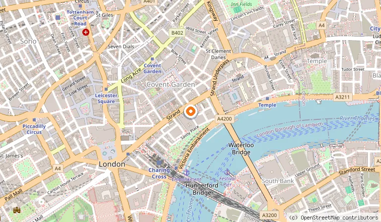 Map showing the location of The Savoy in London