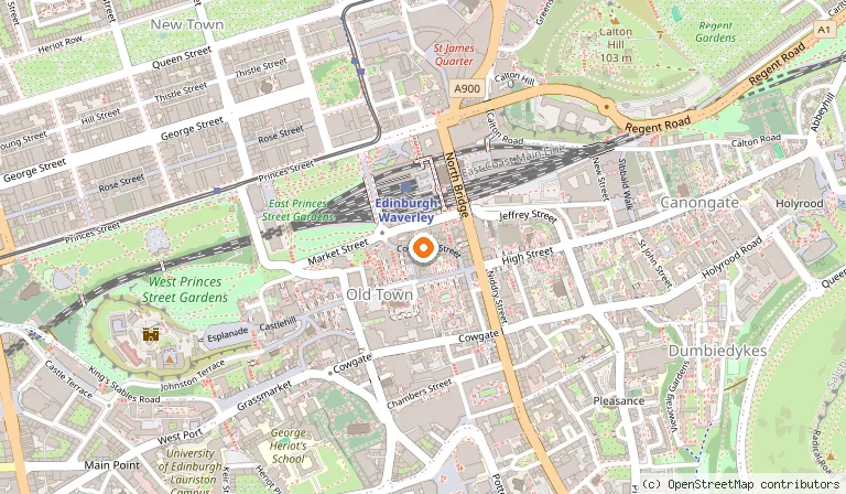 Map showing the location of The Scotsman Hotel in Edinburgh