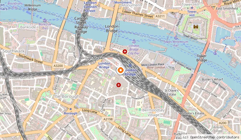 Map showing the location of The Shard in London