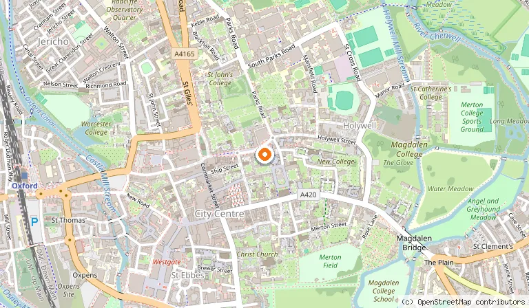 Map showing the location of The Sheldonian Theatre in Oxford