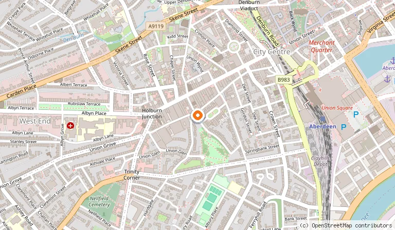 Map showing the location of The Spiritualist Aberdeen in Aberdeen