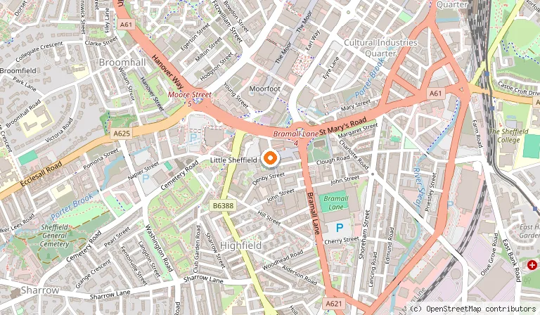 Map showing the location of The Treehouse Board Game Café in Sheffield