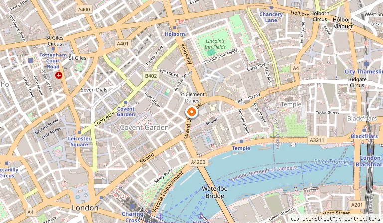 Map showing the location of The Waldorf Hilton, London in London