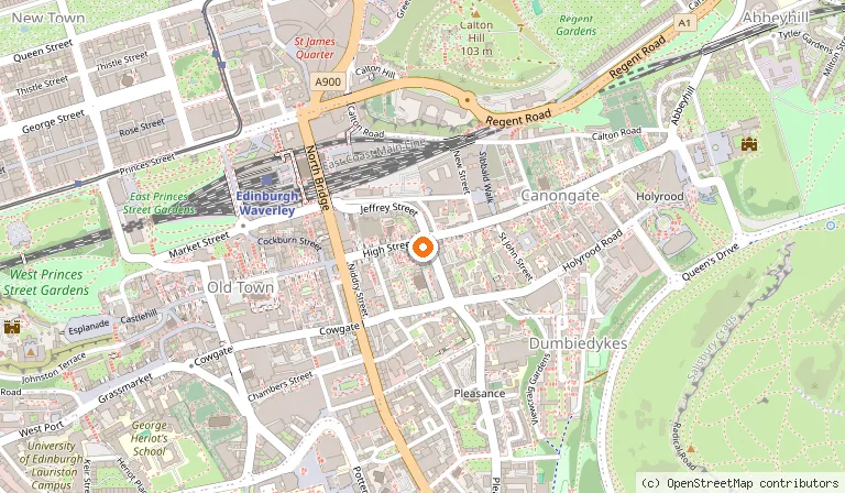 Map showing the location of The World's End in Edinburgh