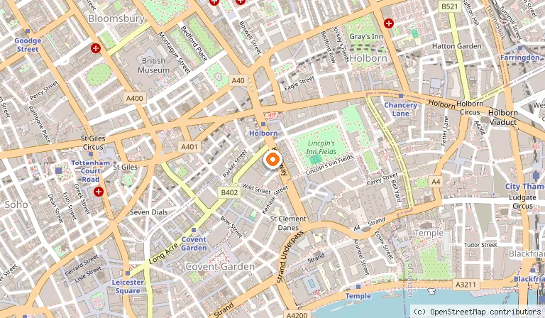 Map showing the location of The Z Hotel Holborn in London