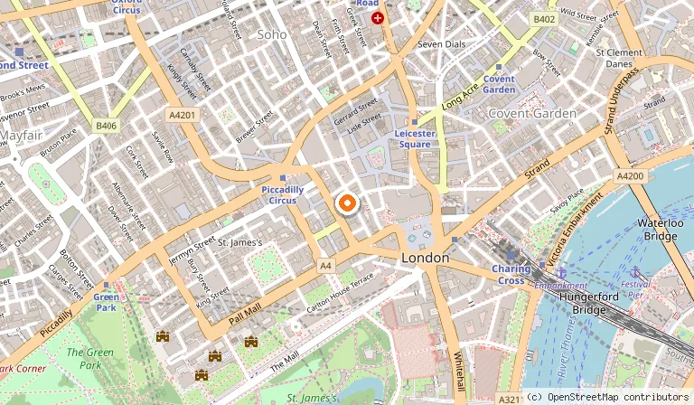 Map showing the location of The Z Hotel Piccadilly in London