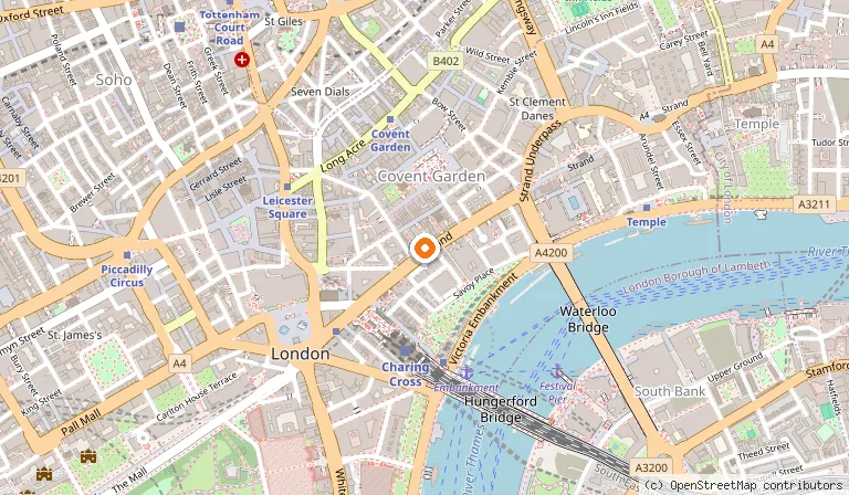 Map showing the location of The Z Hotel Strand in London