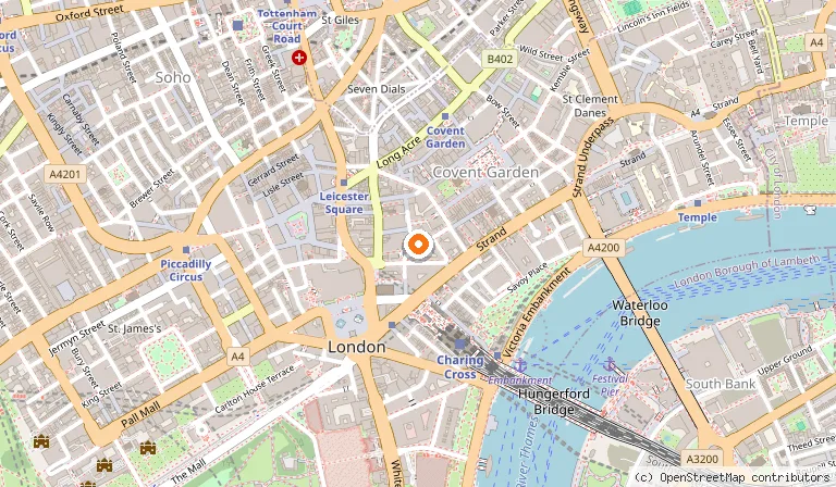 Map showing the location of The Z Hotel Trafalgar in London