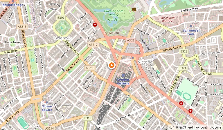 Map showing the location of The Z Hotel Victoria in London