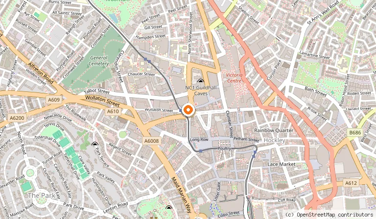 Map showing the location of Theatre Royal & Royal Concert Hall in Nottingham