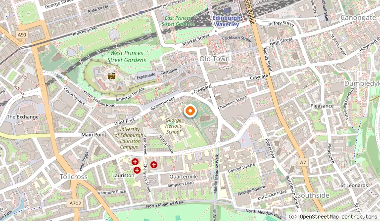 Map showing the location of Thomas Riddell's Grave in Edinburgh