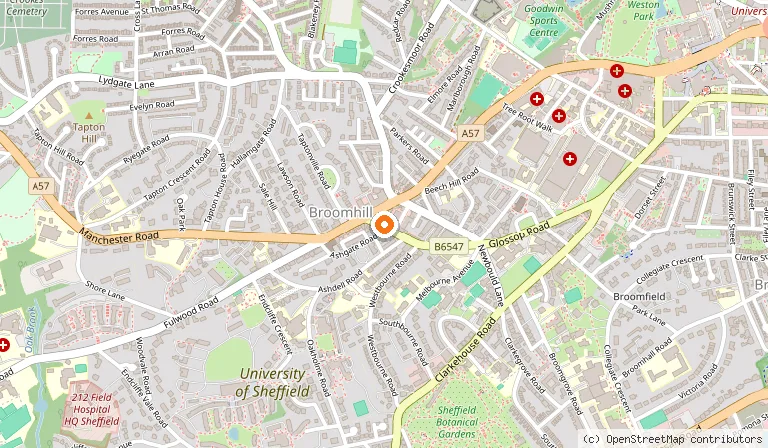 Map showing the location of Thyme Café in Sheffield