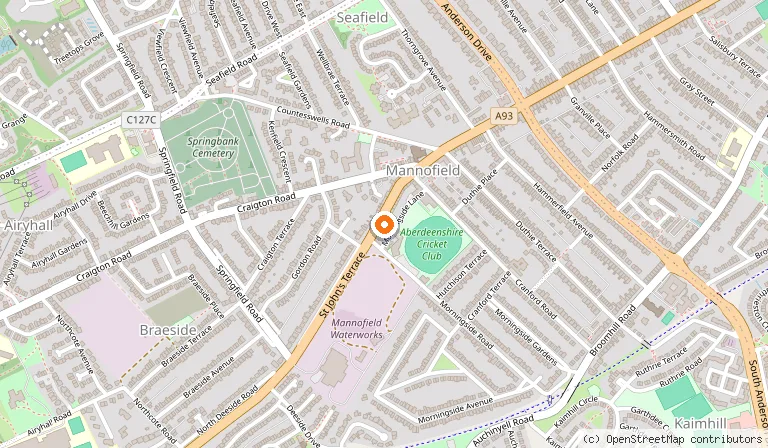 Map showing the location of Thyme Out in Aberdeen