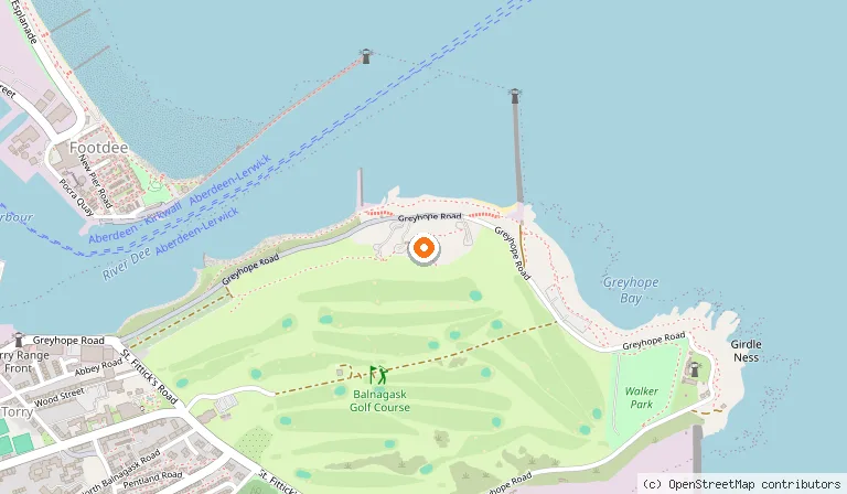 Map showing the location of Torry Battery in Aberdeen