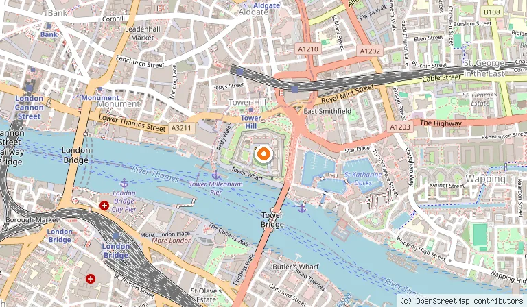 Map showing the location of Tower of London in London