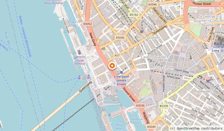 Map showing the location of Travelodge Liverpool Central The Strand in Liverpool
