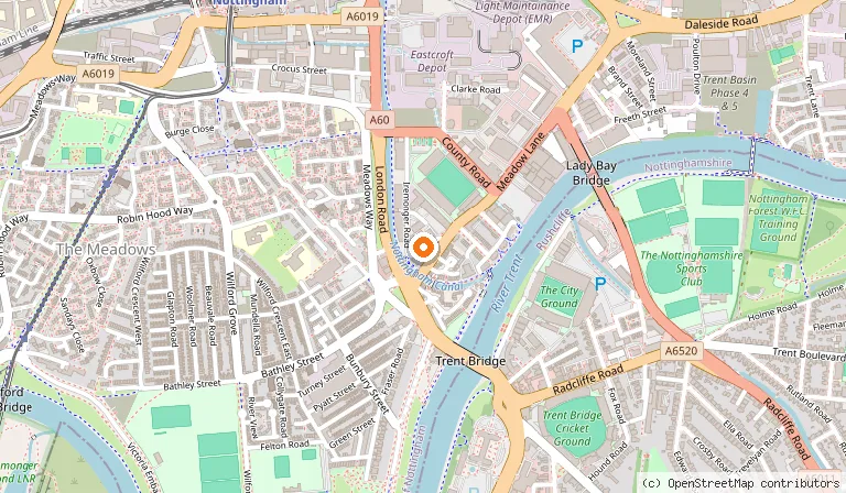 Map showing the location of Trent Navigation Inn in Nottingham
