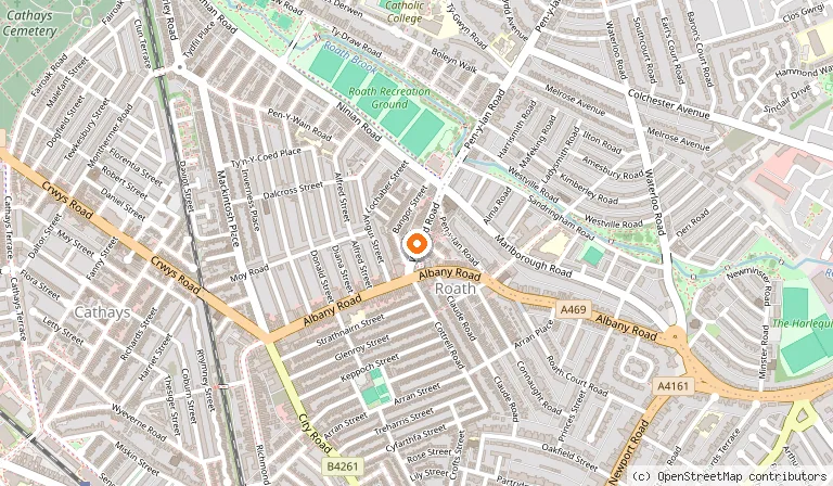 Map showing the location of Troy Meze Bar in Cardiff