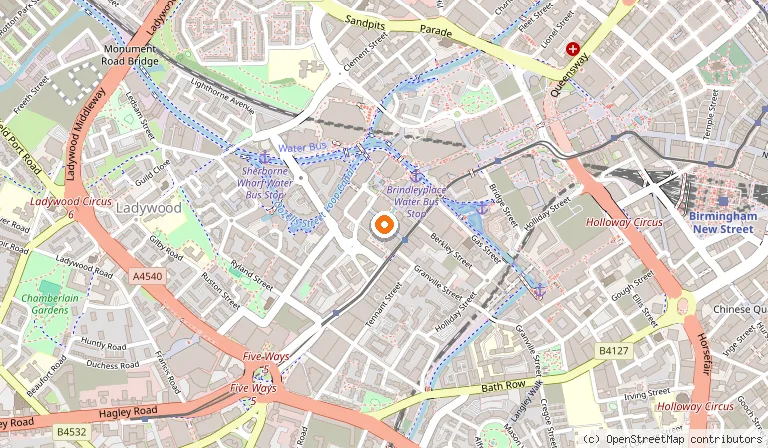 Map showing the location of Turtle Bay Brindleyplace Birmingham in Birmingham