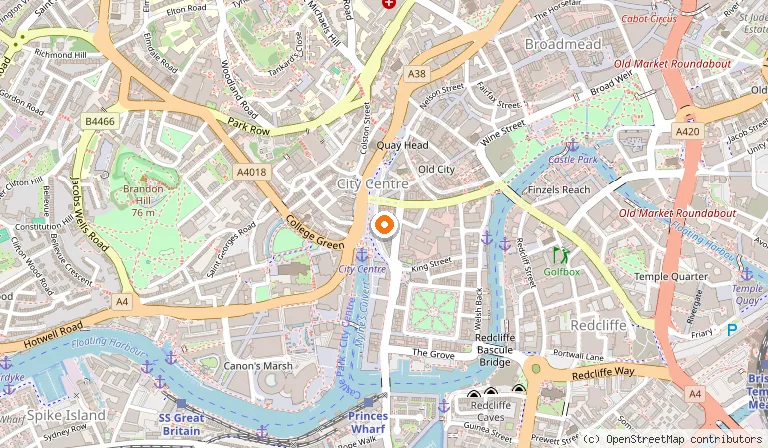 Map showing the location of Turtle Bay Bristol Broad Quay in Bristol