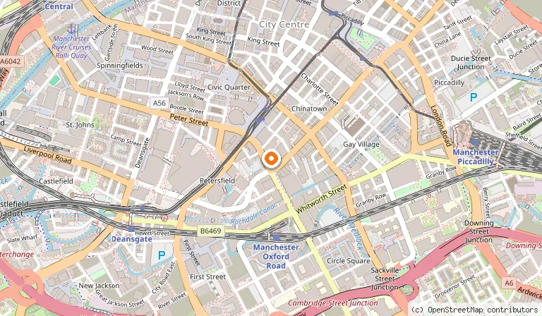 Map showing the location of Turtle Bay Manchester Oxford Rd in Manchester