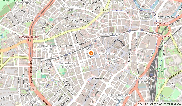 Map showing the location of Turtle Bay Sheffield in Sheffield