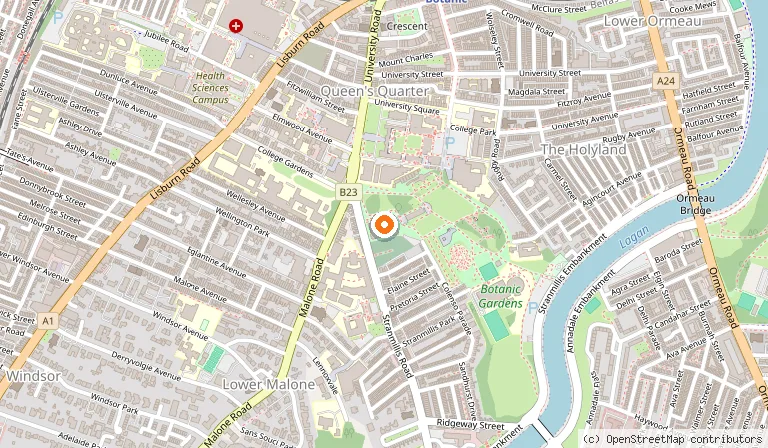 Map showing the location of Ulster Museum in Belfast