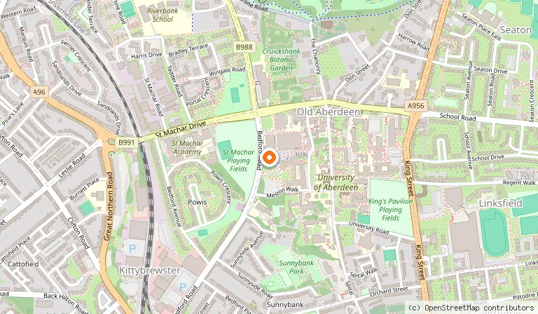 Map showing the location of University of Aberdeen Library in Aberdeen