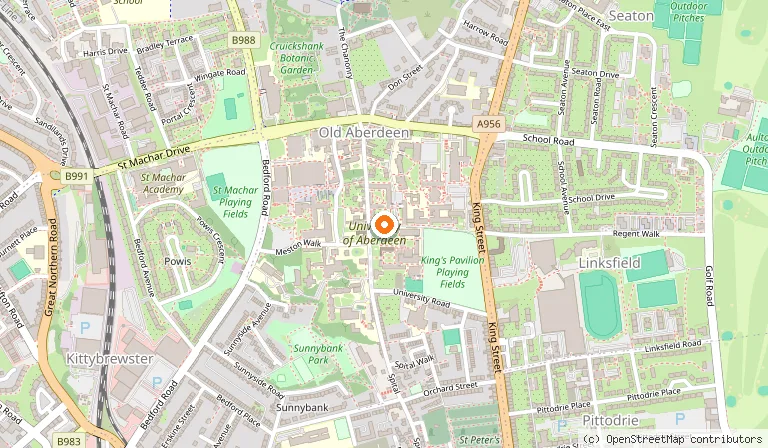 Map showing the location of University of Aberdeen in Aberdeen