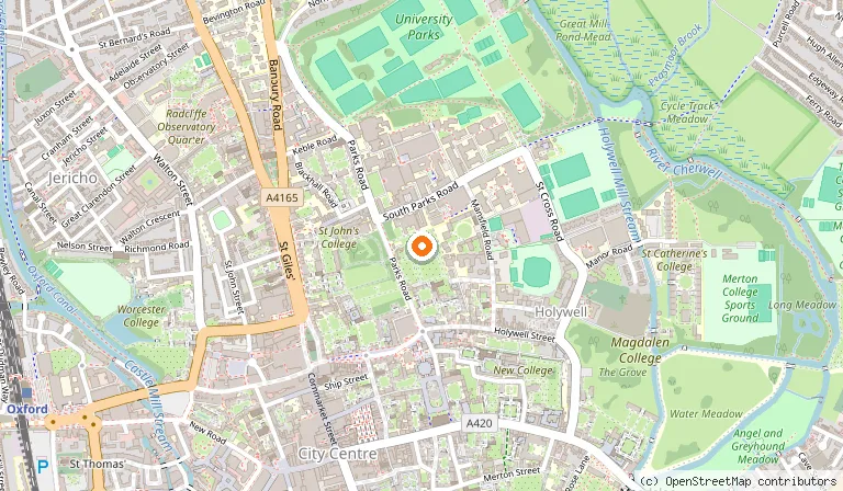 Map showing the location of University of Oxford in Oxford