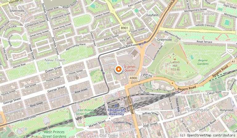 Map showing the location of W Edinburgh in Edinburgh