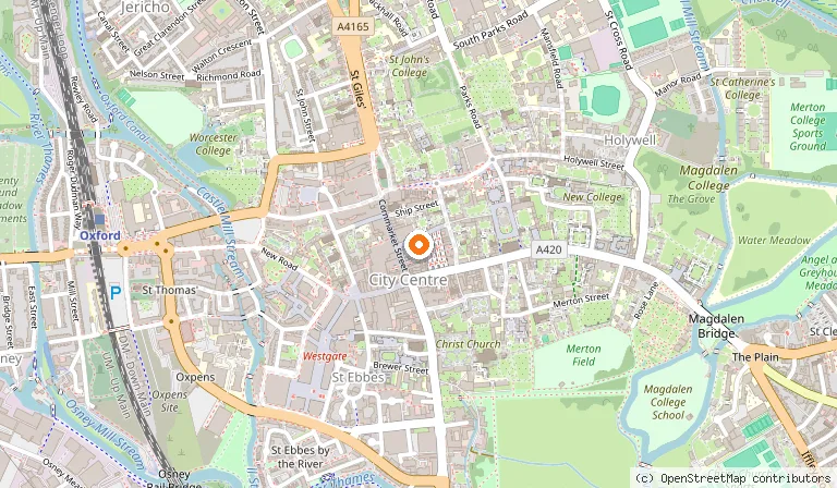 Map showing the location of wagamama oxford in Oxford