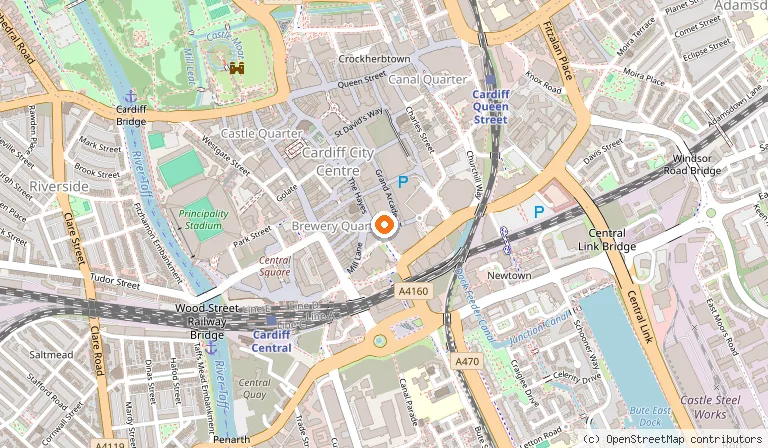 Map showing the location of Wahaca Cardiff in Cardiff