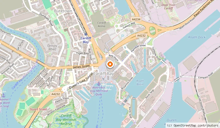 Map showing the location of Wales Millennium Centre in Cardiff