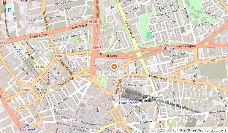 Map showing the location of Walker Art Gallery in Liverpool