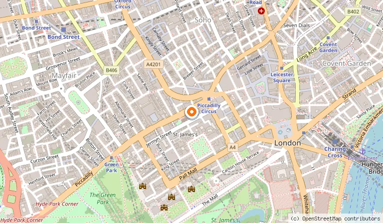 Map showing the location of Waterstones in London
