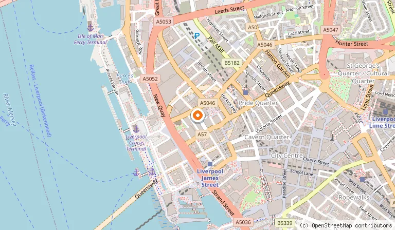Map showing the location of Western Approaches Museum in Liverpool