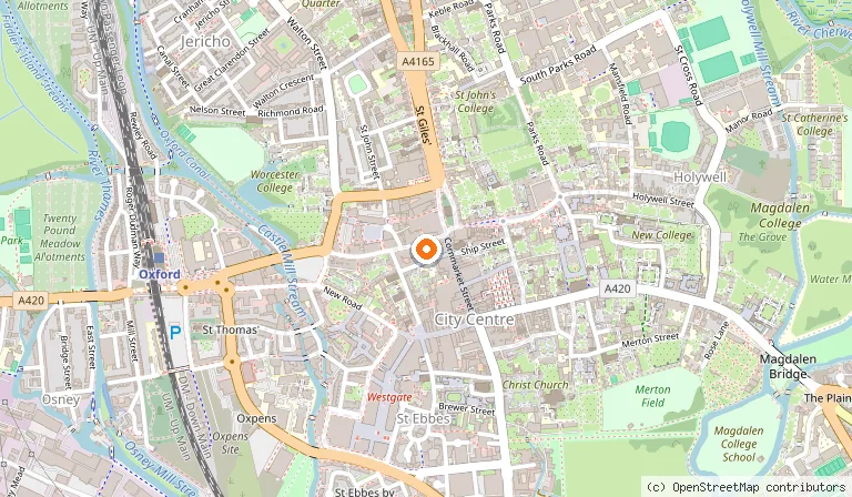 Map showing the location of Wig & Pen in Oxford