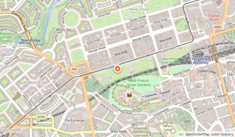 Map showing the location of Wojtek the Soldier Bear Memorial in Edinburgh