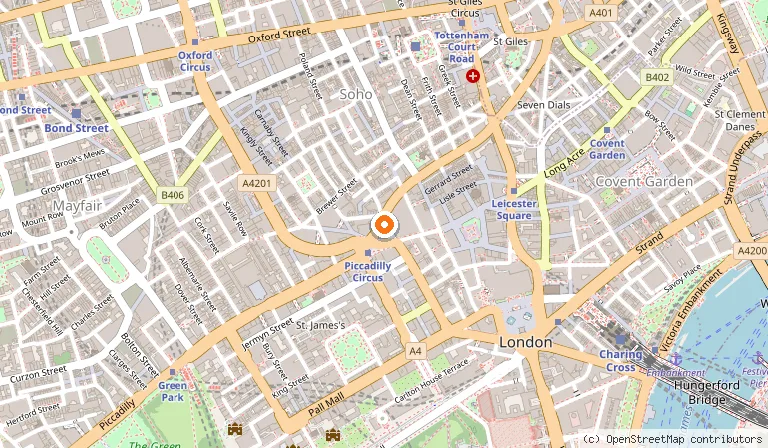 Map showing the location of Zedwell Capsule Hotel Piccadilly Circus in London