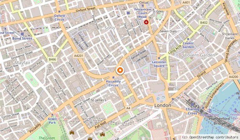 Map showing the location of Zedwell Piccadilly Circus in London